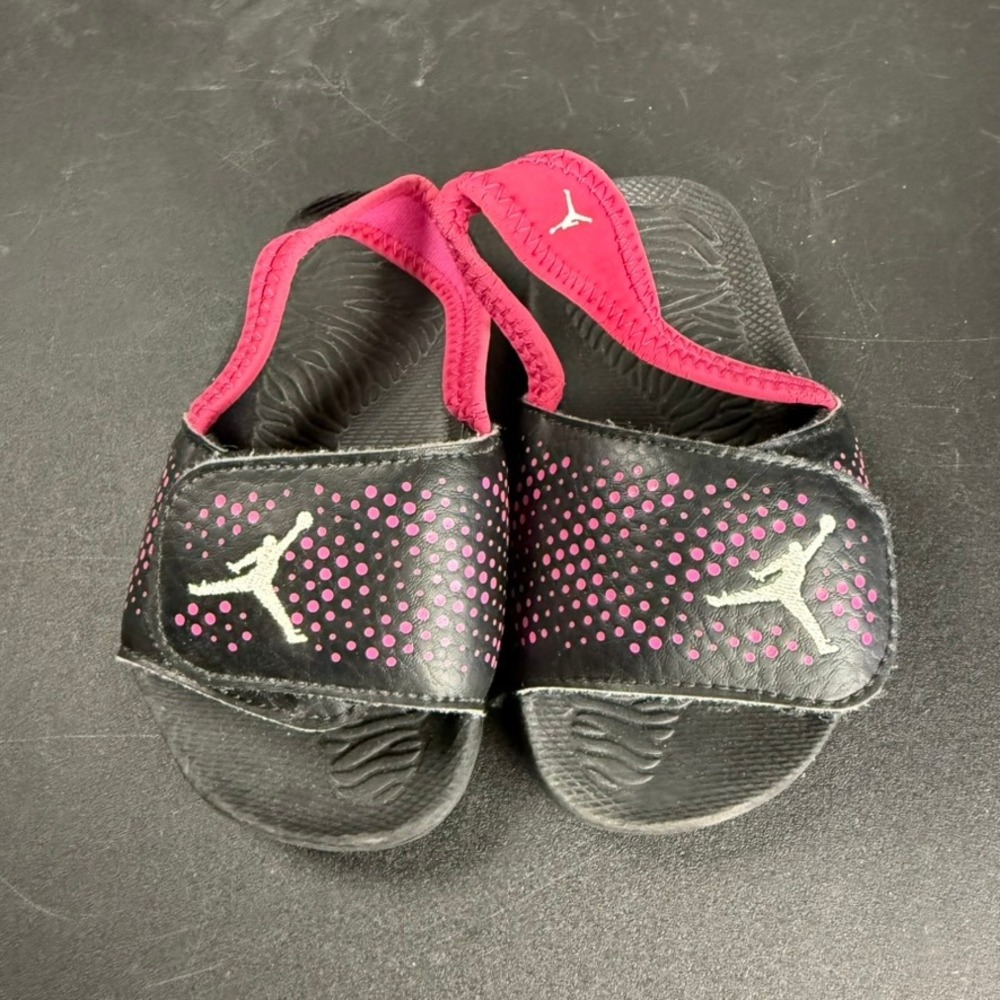 Jordan Kids Infant Sandals Slides‎ Pink Polka Dot Black Shoes Size 8C